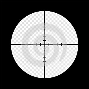 Simple black sniper optical scope crosshair. Aim target illustration.