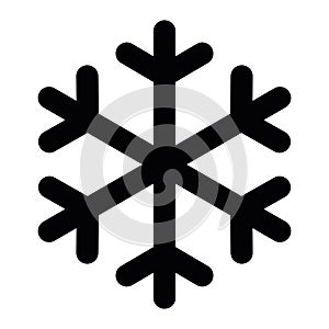 Simple black snowflake with rounded corners. Vector icon