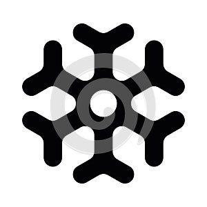 Simple black snowflake with rounded corners. Vector icon