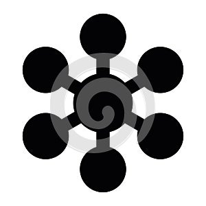 Simple black snowflake with rounded corners. Vector icon