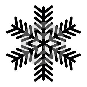 Simple black snowflake with rounded corners. Vector icon