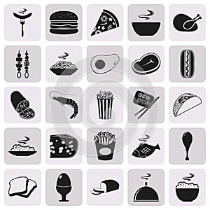 Simple black style Food Icon Set