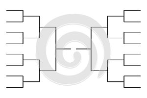 Simple black tournament bracket template for 16 teams on white
