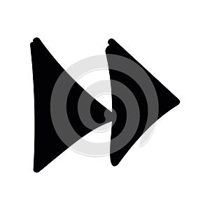 Simple black vector icon with a theme button, fast forward