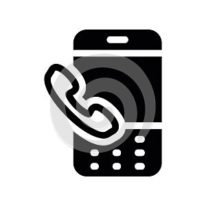 Simple black vector icon with a theme call, push button phone
