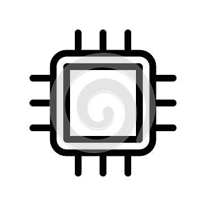 Simple black vector icon with a theme computer processor