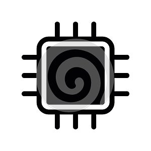 Simple black vector icon with a theme microprocessor