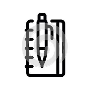 Simple black vector icon with a theme notepad