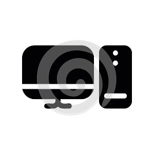 Simple black vector icon with a theme personal computer