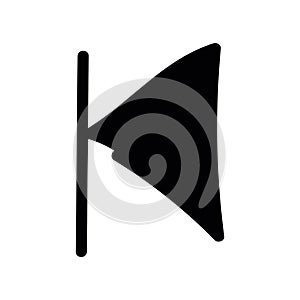 Simple black vector icon with a theme play button, rewind button