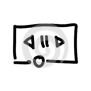 Simple black vector icon with a theme player interface