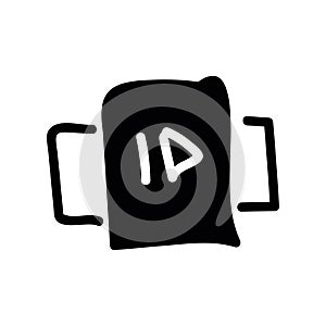 Simple black vector icon with a theme player interface, theme