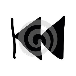 Simple black vector icon with a theme player, previous button