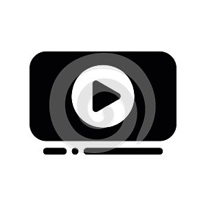 Simple black vector icon with a theme video playback interface