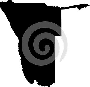 Black map of the Republic of Namibia