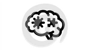 Brain with Puzzle Piece and Starburst Icon