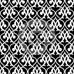 Black and white arabic geometric seamless pattern, vector.