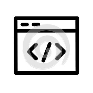Simple Black and White Coding Icon in Browser Window Design