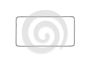 A simple black-and-white drawing of a rectangular frame against a