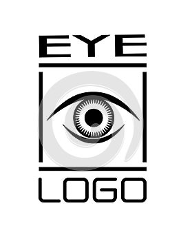 Simple black and white eye logo in square