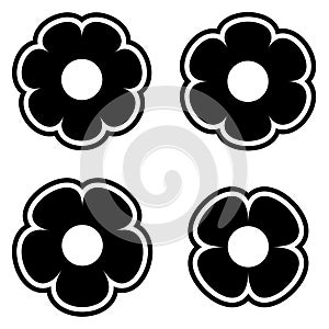 Simple black and white flower flowers icon symbol logo set