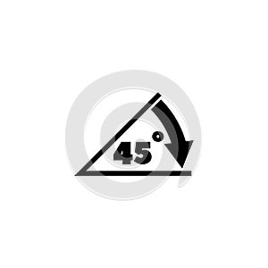 A simple black and white graphic illustration depicting a 45 degree angle sign or icon, representing an architectural or