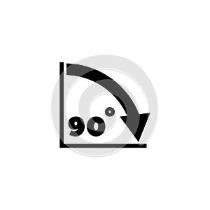 A simple black and white graphic illustration depicting a 90 degree angle sign or icon, representing an architectural