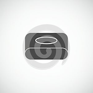 A simple black and white icon depicting a closed, rectangular box with rounded corne