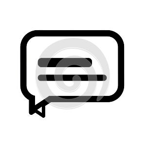Simple Black and White Icon of a Speech Bubble with Text Lines chat message