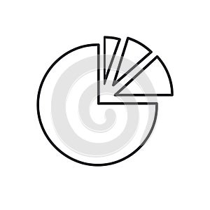Simple black and white line drawing of a pie chart on a white background. The chart i