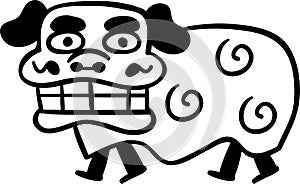 Simple black and white lion dance illustration