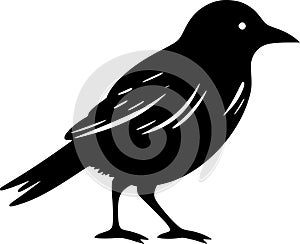 Crow - black and white isolated icon - vector illustration
