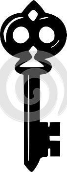 Key - black and white isolated icon - vector illustration