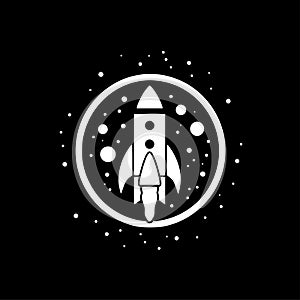 Rocket - black and white isolated icon - vector illustration