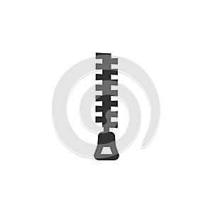 Simple black zipper icon. Isolated vector zipper silhouette icon.