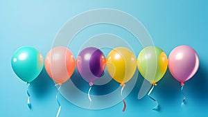 Simple blue background, colorful balloons on the event, event illustration