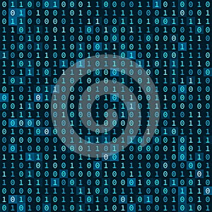 Simple Blue Binary Computer Code Seamless Pattern