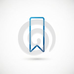 Simple blue bookmark icon on a white background. The design features a rectangular shape with a