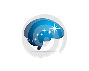 Simple blue brain shape with star sparkle