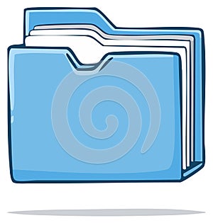 Simple Blue Cartoon Folder with Documents Inside