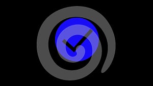 Simple blue checkmark icon on a solid black background for confirmation or success