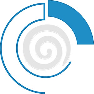 Blue Progress Circle and Data Indicator Icon
