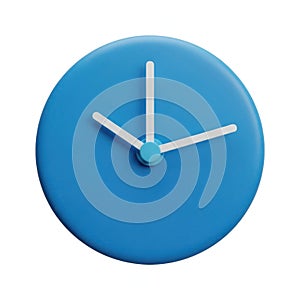 Simple blue clock face with white hands on white background
