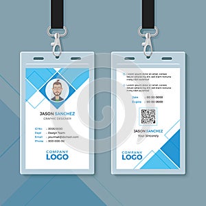 Simple Blue Geometric ID Card Design Template