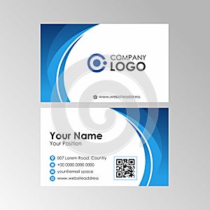 Simple Blue Gradient Wave business card design