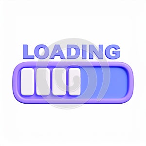 Simple blue loading bar with progress indicators on transparent background