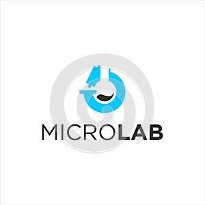 Simple blue micro lab science logo design idea