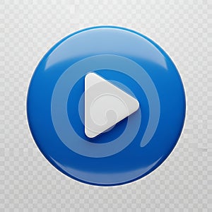 Simple blue play button icon for media player app and website interface