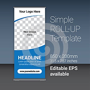 Simple Blue Roll-up Template Vector