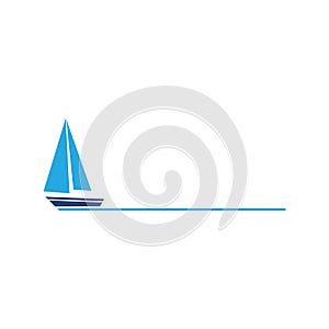 Simple Blue Sailing boat icon symbol logo